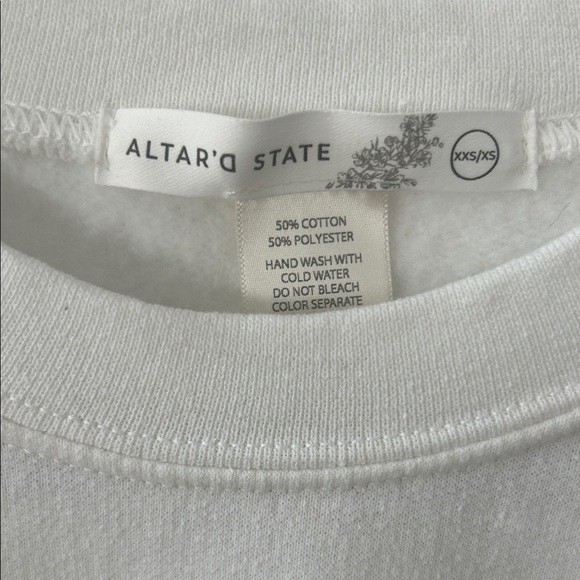Altar'd State White Sweatshirt with Blue Bow Design - Picture 3 of 3